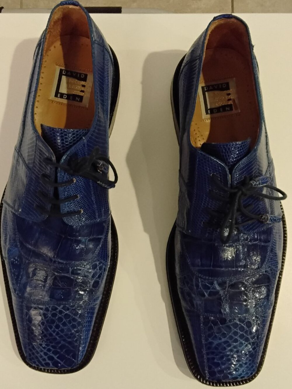 David Eden Blue exotic leather Oxford dress shoes Size 9